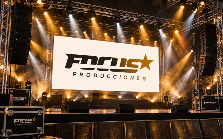 FOCUS Producciones logo on a concert stage