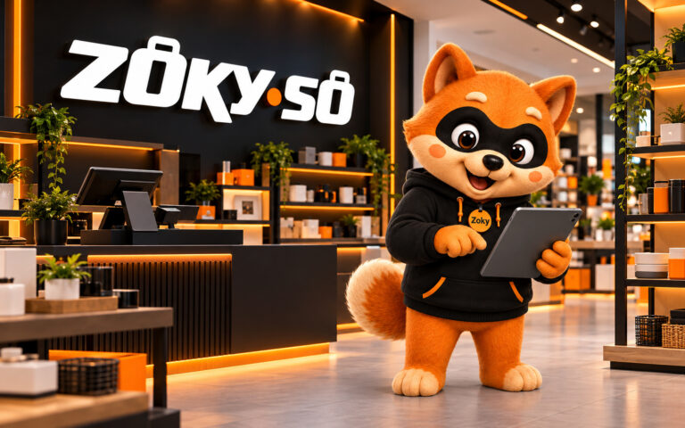 Marca y personaje de ZOKY-SÓ aplicados en su tienda